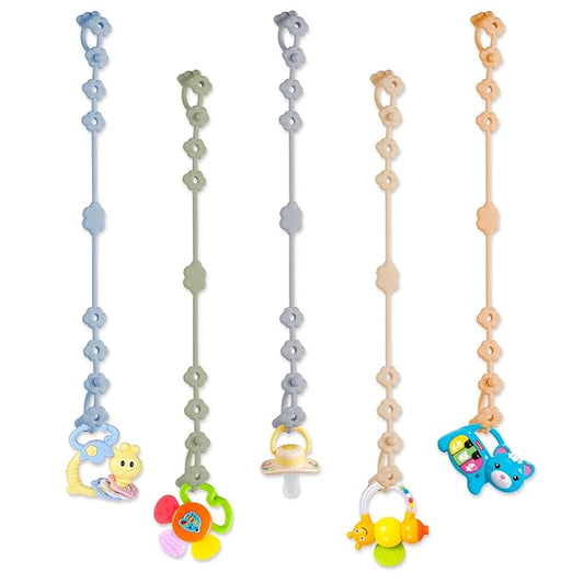 Toy Straps for Baby, 5 Pack Adjustable Silicone Toy Safety Straps for Stroller