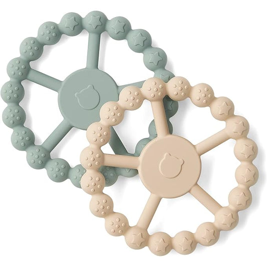 SAMiGO Silicone Teethers for Babies 0-6 6-12 Months Baby Teething 2 Pack