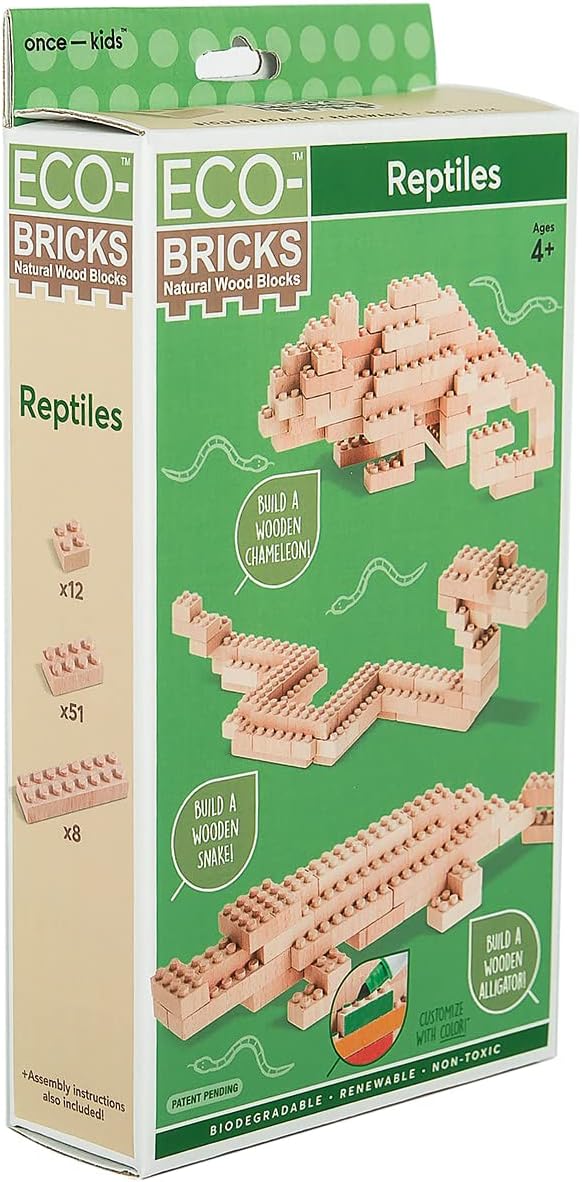 Eco-Bricks 3 in 1 Builds Reptiles - Earth-Friendly Kids Building Blocks 3 Different