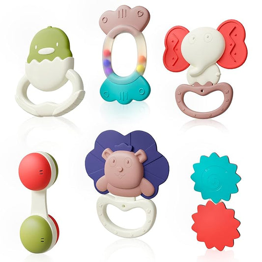 Lollipop Baby Teething Toys Set - 6-Pack Teething Toys for Babies 0-12 Months