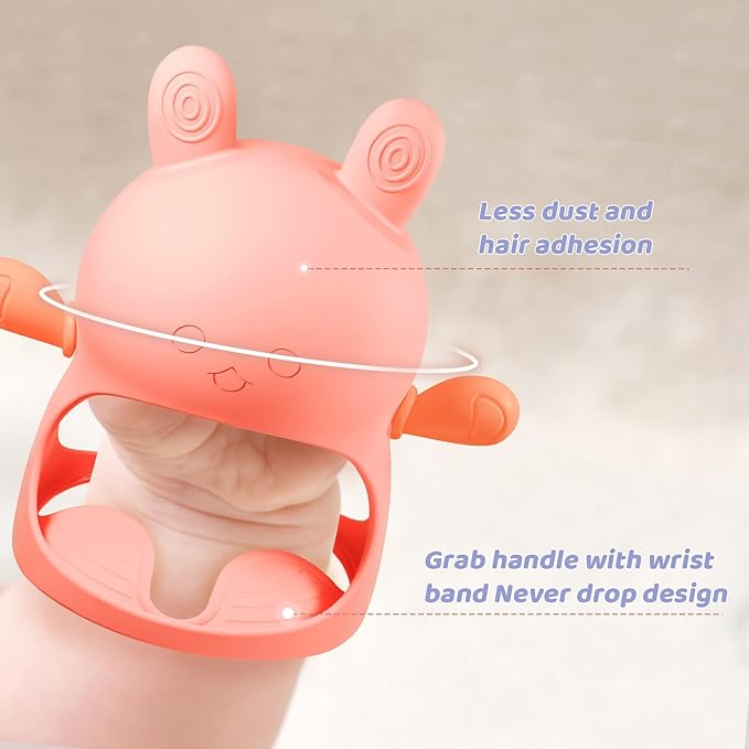NCVI Baby Silicone Teether Hand Grip for 0-6 Months, Never Drop Baby Sucking Teething Relief Hand Held