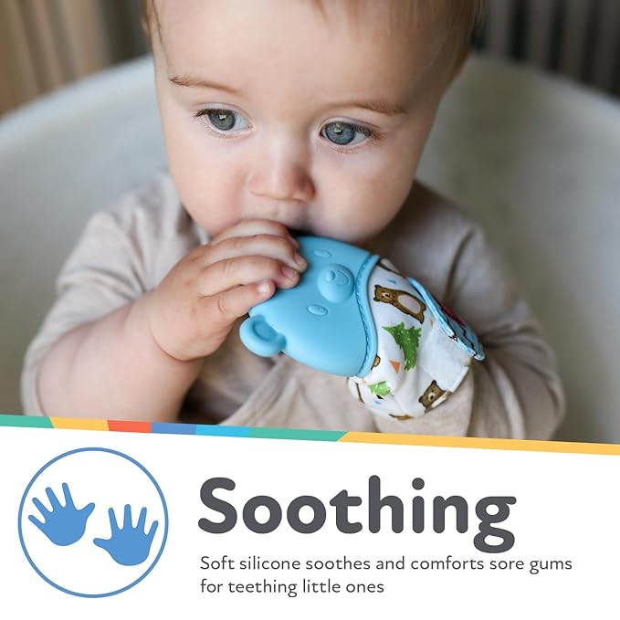 Nuby Happy Hands Silicone Teething Mitten - Baby Teething Toy 3+ Months