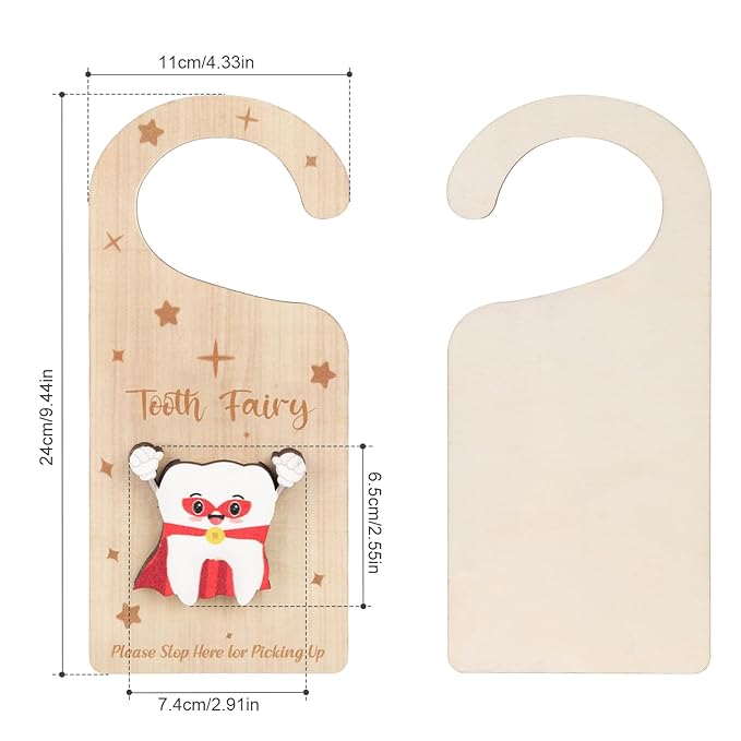 Tooth Door Hanger with Money Holder, Wooden Tooth Door Holder 3D Lost