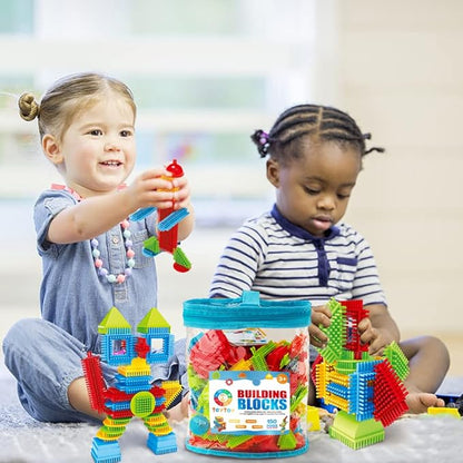 teytoy My First Baby Building Toys, 150pcs Bristle Shape 3D Building Blocks Toy Set 4-8 Years