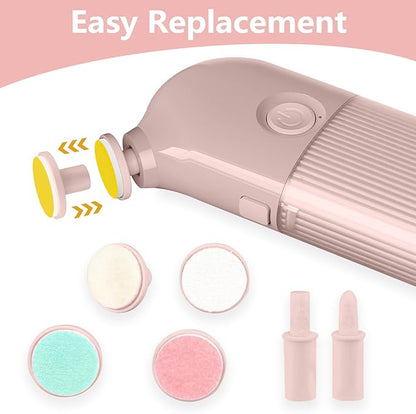 Electric Baby Nail Trimmer, Portable with 7 Grinding Heads, Rechargeable Whisper Quiet Nail Trim Polish Grooming Kit, Safe Nail File for Baby Newborn Infant Toddler Kids or Adults (Pink)