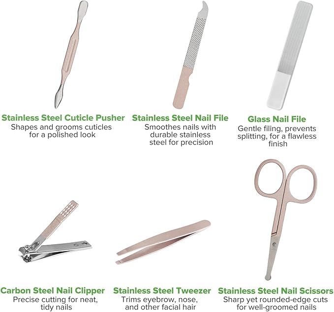 haakaa Baby Nail Clippers, 6-in-1 Baby Nail Care Kit with PU Storage Case, Nail Scissor, Cuticle Pusher, 2 Nail Files, Nail Clipper & Tweezer, Baby Manicure Set for Babies, Green