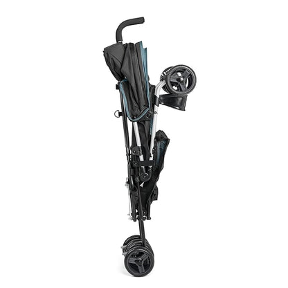 Summer by Ingenuity 3D Mini Convenience Stroller – Lightweight Stroller with Compact Fold, Multi-Position Recline, Canopy with Pop Out Sun Visor – Umbrella Stroller for Travel and More, Slate Grey