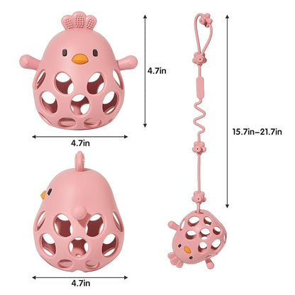 Baby Teething Toys with A Toy Safety Strap for Babies 0-6, 12 18 Months