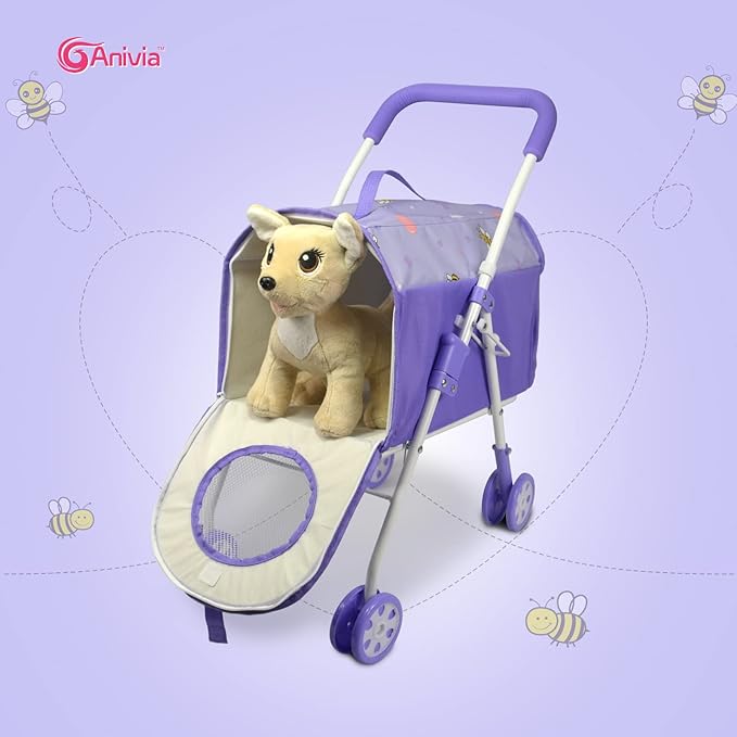 ANIVIA Pet Stroller and Accessories for Kids Ages 3 to 7 Year Olds, Dog Toy for Toddlers 2 Pieces 1 Pet