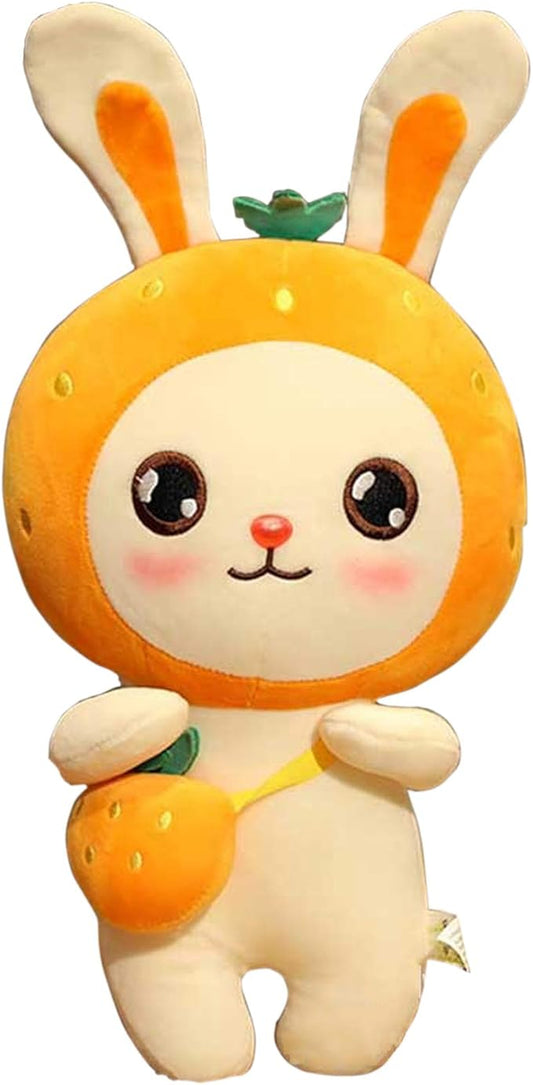 Cute Fruit Bunny Doll Strawberry Rabbit Doll Soft Cushion Pillow Plush Toy Animal Doll Creative Toy for Kids, Orange