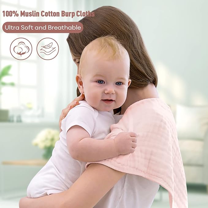 Yoofoss Muslin Burp Cloths for Baby 10 Pack 100% Cotton 20''X10'' Super