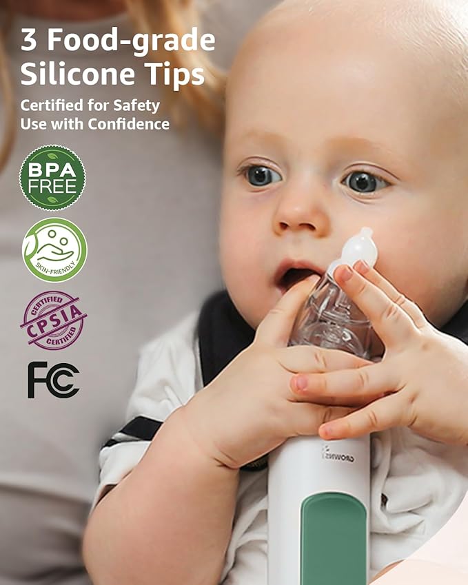 GROWNSY Nasal Aspirator for Baby, Electric Nose Aspirator for Toddler 3 Silicone