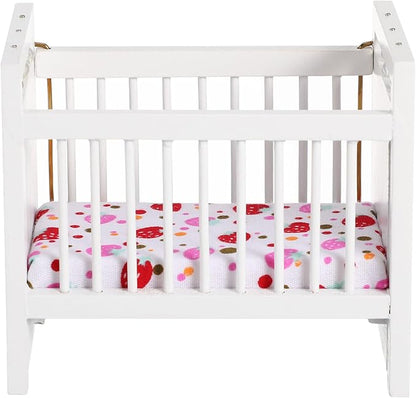 Vaguelly Dollhouse Baby Crib 1:12 Mini Crib Toy,Miniature Crib Dollhouse Mini Furniture Cradle