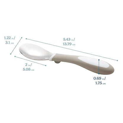 ECR4Kids My First Meal Pal Stainless Steel Spoons, Toddler Silverware, White, Light Grey, 3-Pack