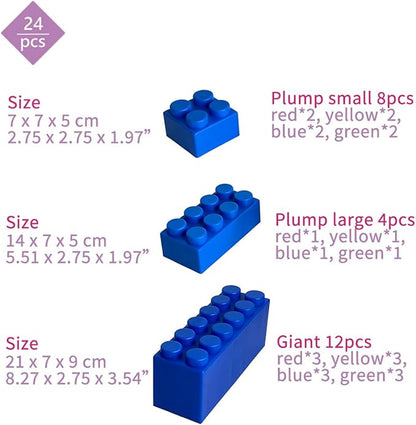 UNiPLAY Giant Plump Toddler Soft Building Blocks - 24-Piece Stacking Set for Early Cognitive Development and Creative Play 3 Months+