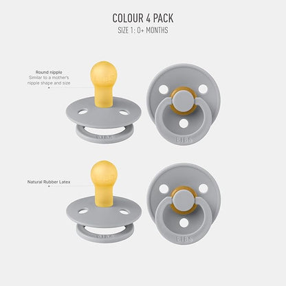 BIBS Colour Pacifier 4-Pack, BPA Free Dummy Pacifier 1 (0-6