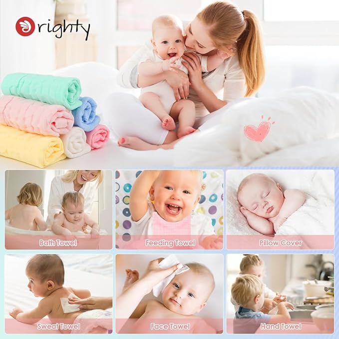 Absorbent Baby Bath and Face Towels 100% Cotton 10 x 10?â?