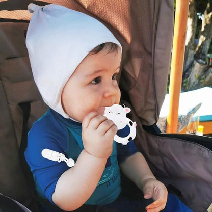 Baby Teething Toys,Food Grade Silicone Teether with One-Piece Pacifier Clip Holder 3 Months+