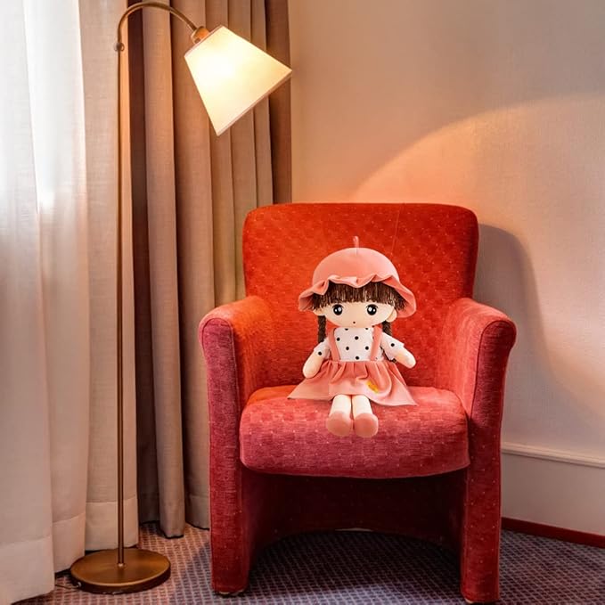 Plush Baby Doll Girl with Clothes, 17.7 Sweetheart Rag Doll Cozy Cuddle Soft Baby Doll for Kids Babies