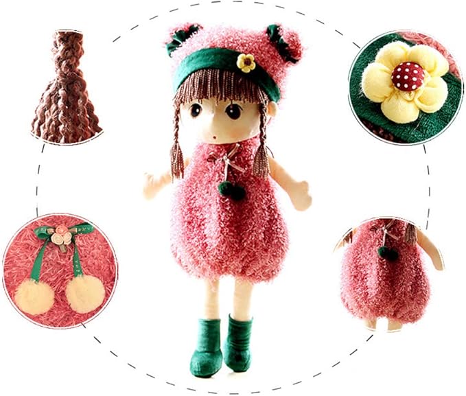 Plush Baby Doll Girl with Clothes, 17.7 Sweetheart Rag Doll Cozy Cuddle Soft Baby Doll for Kids Babies