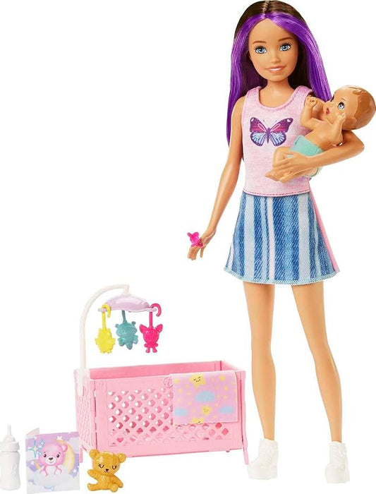Barbie Skipper Babysitters Inc Crib Toy Playset with Skipper Doll, Baby Doll with Sleepy Eyes