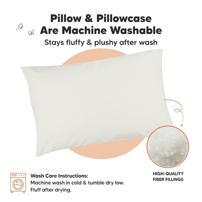 Toddler Pillow with Pillowcase - 13x18 My Little Dreamy Pillow, Organic Cotton Toddler Pillows for Sleeping, Kids Pillow, Travel Pillows, Mini Pillow, Nursery Pillow, Toddler Bed Pillow (Pearl Gray)