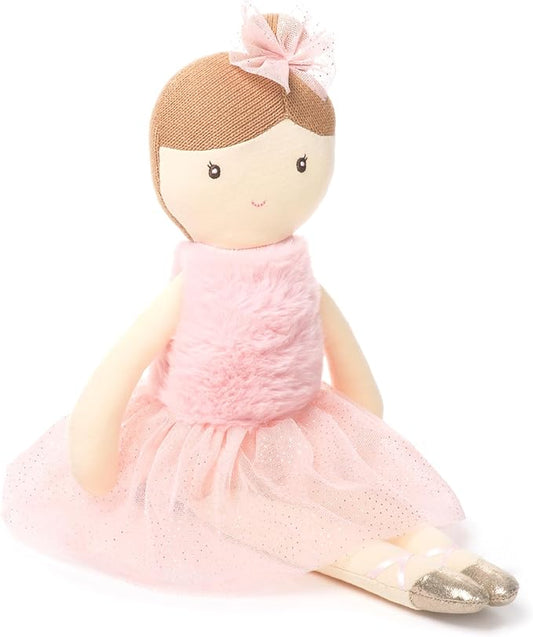Bearington Lil' Ballerina Brunette Ballerina 16.5 Inch Ballerina Doll - Plush Baby Doll