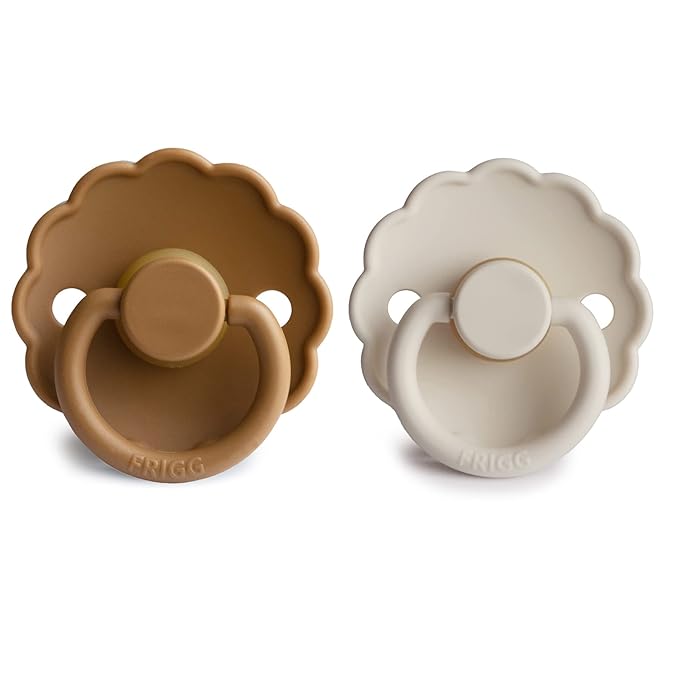 FRIGG Daisy Natural Rubber Baby Pacifier | Made in Denmark 0-6 Months) 2-Pack