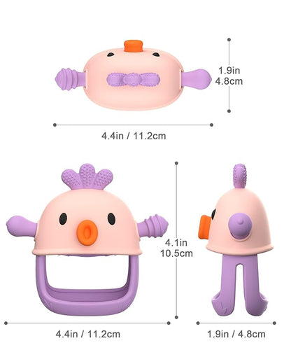 Baby Teething Toy Silicone Teething Mitten for Baby Over 3 Months, Anti-Drop Silicone Baby Teether