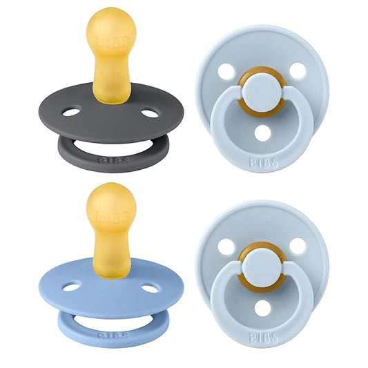 BIBS Pacifiers - Colour 4 Pack | Round Nipple Baby Pacifier 6-18 Months