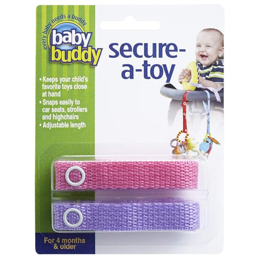 Baby Buddy Secure-a-Toy, Adjustable Pacifier and Teether Strap for Stroller 2 pack