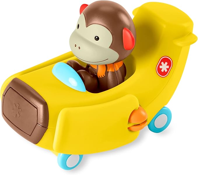 Skip Hop Toddler Cause & Effect Toy for Toddlers 2+, Car Plane Toy with Monkey Figurine