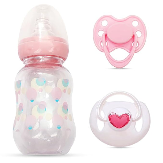 Pink Style Pacifier and Bottle 2 Piece Set Safest Reborn Pacifier’╝?01