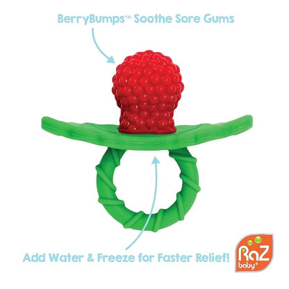 RaZbaby Soft Silicone Infant & Baby Teether, Berrybumps Textured Teething Relief Pacifier 3M+ 2-Pack)