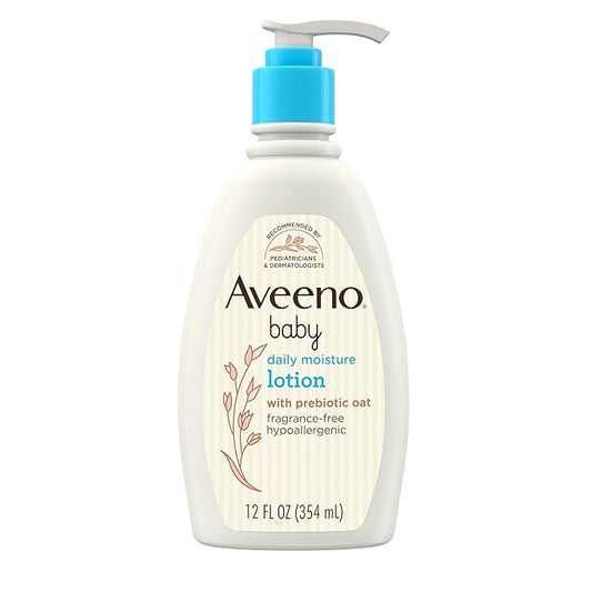Aveeno Baby Daily Moisture Body Lotion for Delicate Skin, Natural Colloidal Oatmeal & Dimethicone 12 fl.