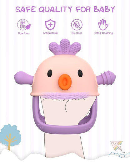 Baby Teething Toy Silicone Teething Mitten for Baby Over 3 Months, Anti-Drop Silicone Baby Teether