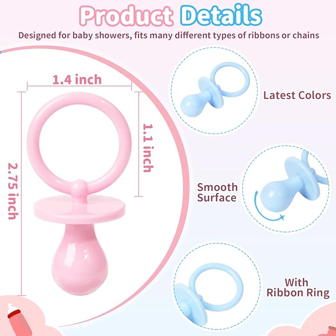 36 Plastic Pacifiers for Baby Shower Game, 2.75?ÖŌĆ?Baby Shower Pacifiers
