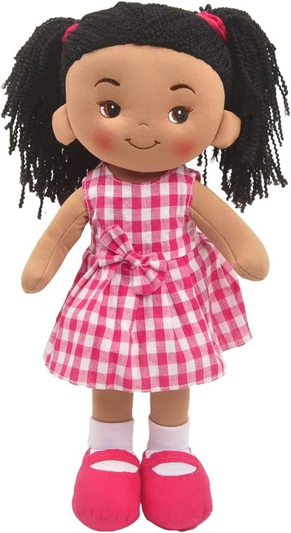 Linzy Toys, 16'' Crystal Soft Plush Black Rag Doll for Girl