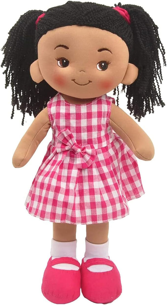 Linzy Toys, 16'' Crystal Soft Plush Black Rag Doll for Girl