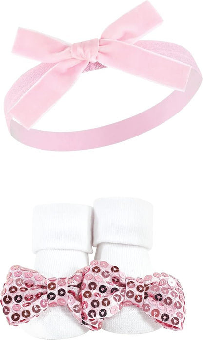 Hudson Baby Girl's Headband and Socks Giftset