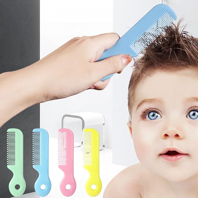 4Pcs Round Colorful Tip Bristles Baby Cute Comb Baby Grooming for Sensitive Scalp Skin, for Nursery Newborn Infant Girl Boy Kids Comb Baby，Grooming and Healthcare Kits，Baby Comb，Baby Grooming Kit