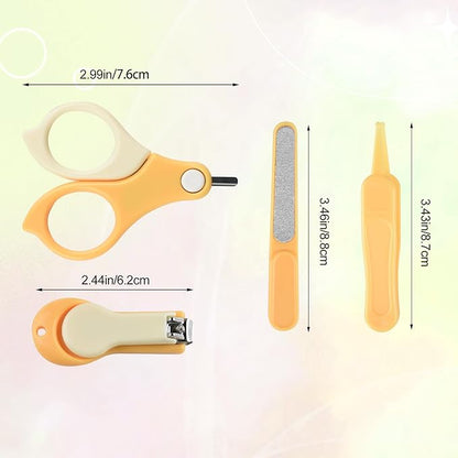 Baby Nail Kit, Baby Manicure Kit and Pedicure Kit with Cute Bear Shape Case, 4-in-1 Kit with Baby Nail Clipper, Scissor, Nail File & Tweezer for Newborn, Infant, Toddler, Mothers Day Gifts(Yellow)