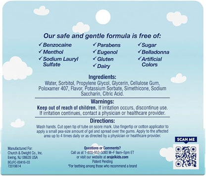Orajel Baby Daytime Cooling Gel for Teething, Drug-Free #1 Pediatrician .33oz Tube