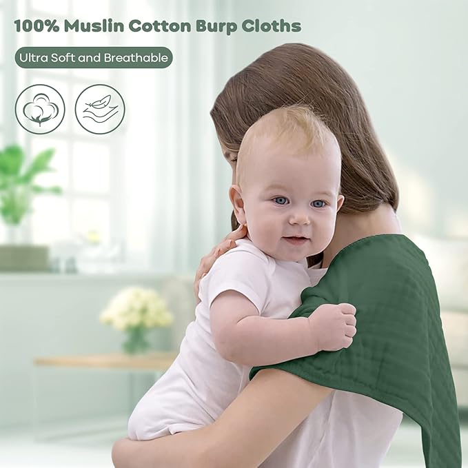 Yoofoss Muslin Burp Cloths for Baby 10 Pack 100% Cotton 20''X10'' Super