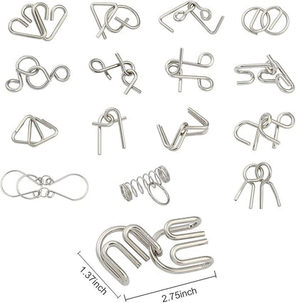 IQ Toys-AB A+B Test Mind Game Brain Teaser Wire Magic 16), Metallic
