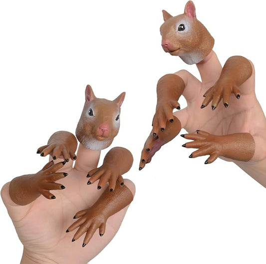 HugOutdoor 2 Sets Squirrel Finger Puppet Toy Cosplay Novelty Christmas
