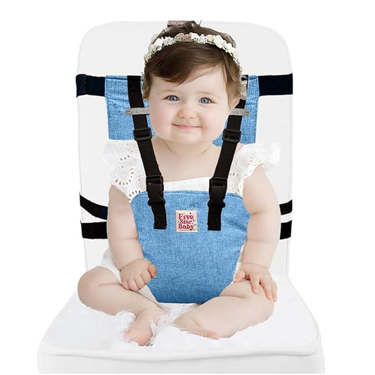 Travel Harness Seat for Toddlers - Portable High Chair for Travel | Baby Seat Harness for Golf Carts and Dining | Compact Chair for Babies - Blue