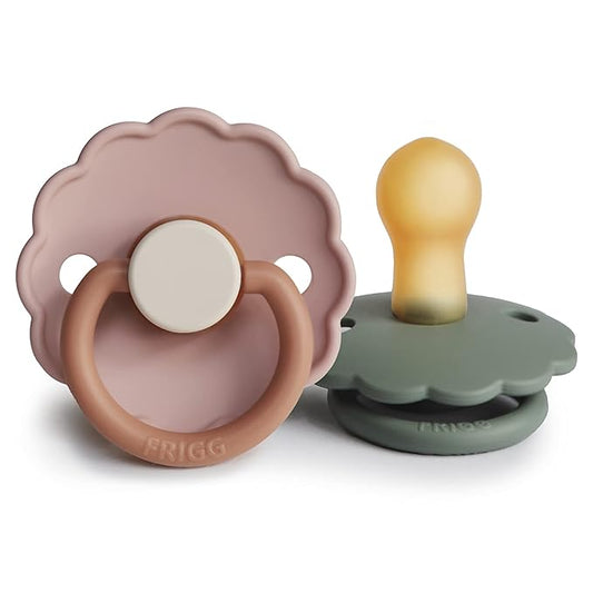 FRIGG Daisy Natural Rubber Baby Pacifier | Made in Denmark 0-6 Months) 2-Pack