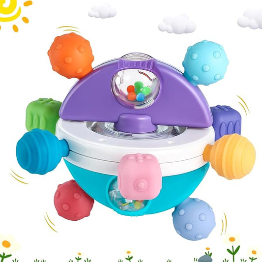 Baby Teether Toys Ball, Sensory Teething Crib Toys for Babies 0 3 6 9 12 18 Months 1 Year Old