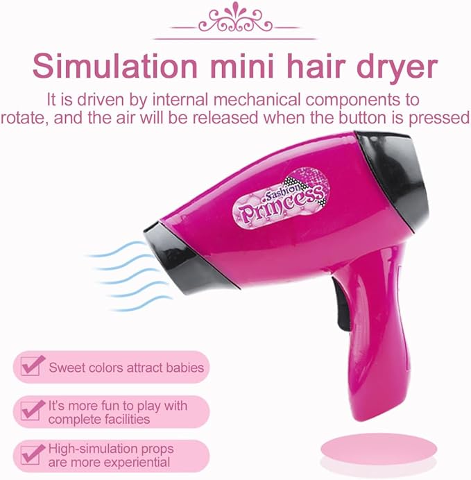 Makeup and Hair Styling Doll Head Toy Kit - 35Pieces Kids Pretend Play Set with Hair Dryer Washable Cosmetics Style Accessories, Makeup Practice Birthday Gifts for Girls